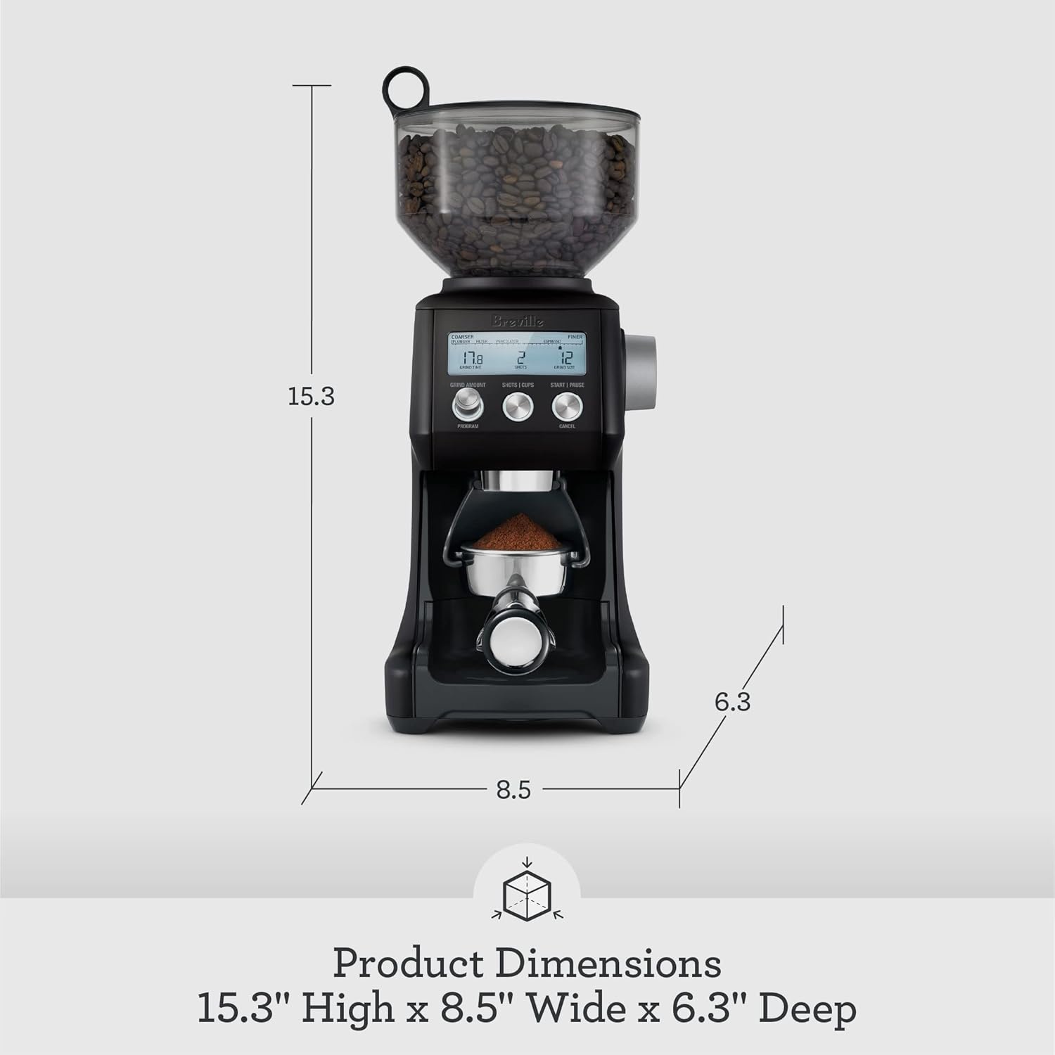 image:imageBreville BCG820BTR Smart Grinder Pro for Coffee and Espresso Black TruffleBlack Truffle