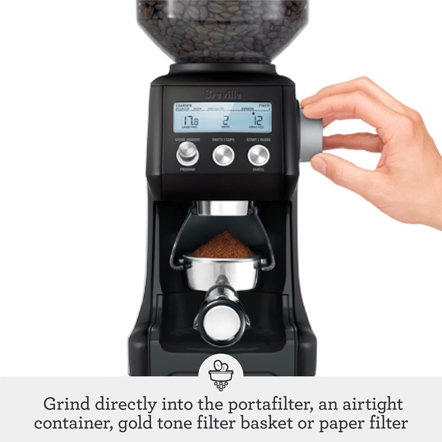 image:imageBreville BCG820BTR Smart Grinder Pro for Coffee and Espresso Black TruffleBlack Truffle