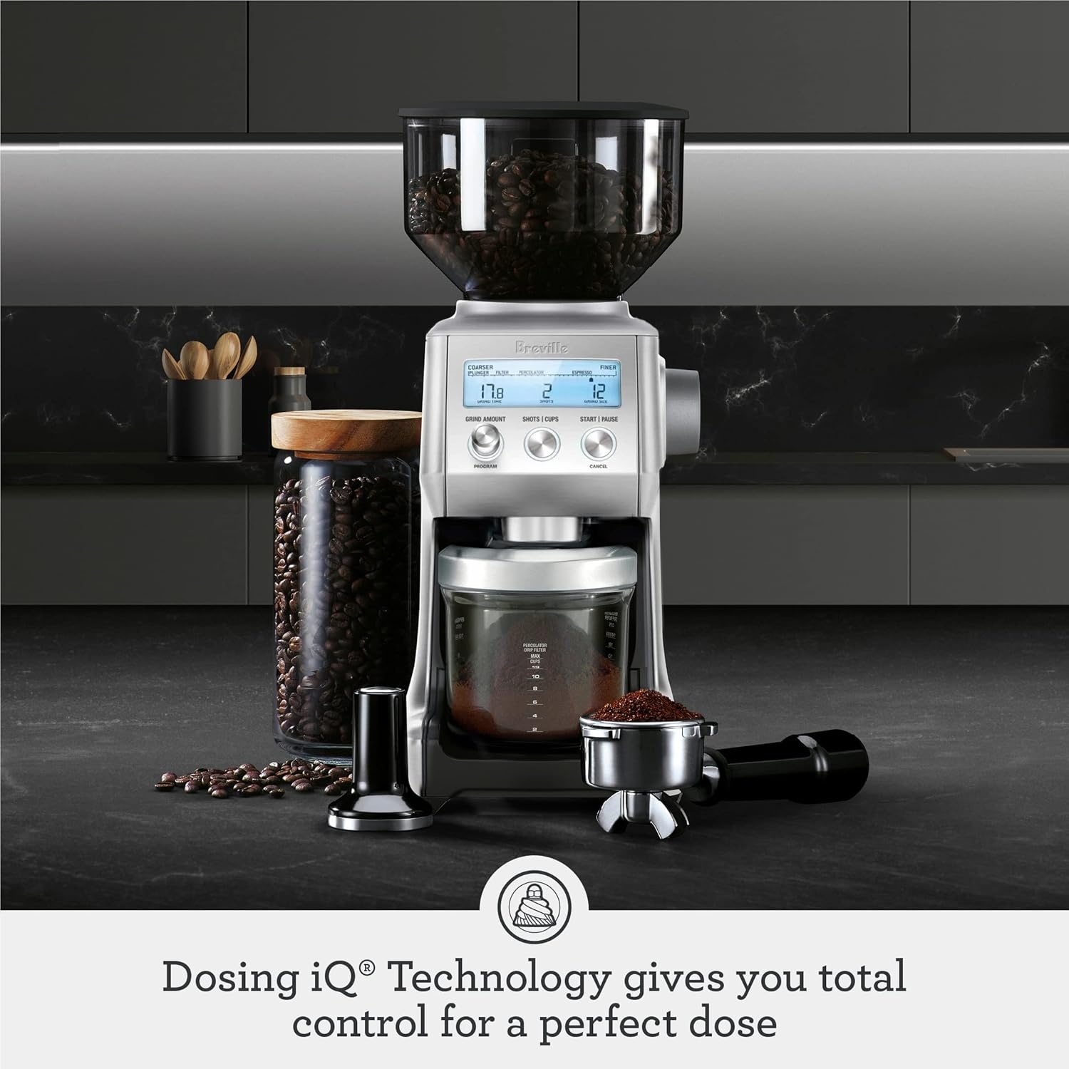 image:imageBreville BCG820BTR Smart Grinder Pro for Coffee and Espresso Black TruffleCranberry Red