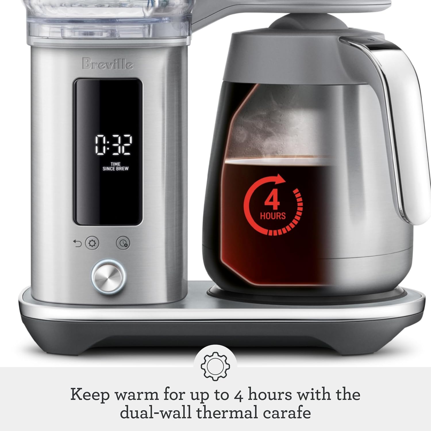 image:imageBreville Luxe Drip Coffee Machine BDC465BSS Brushed Stainless Steel Thermal CarafeBlack Truffle