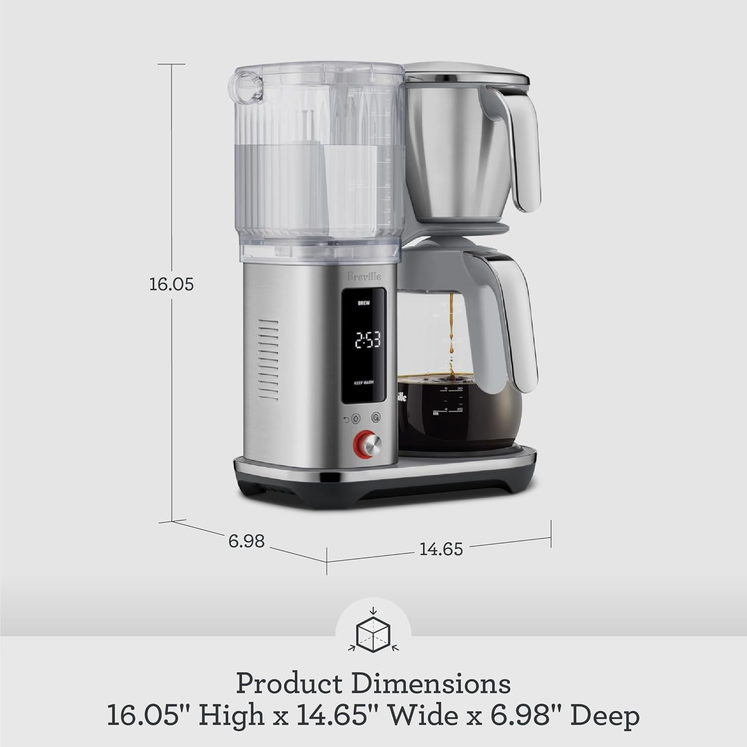 image:imageBreville Luxe Drip Coffee Machine BDC465BSS Brushed Stainless Steel Thermal CarafeBlack Truffle