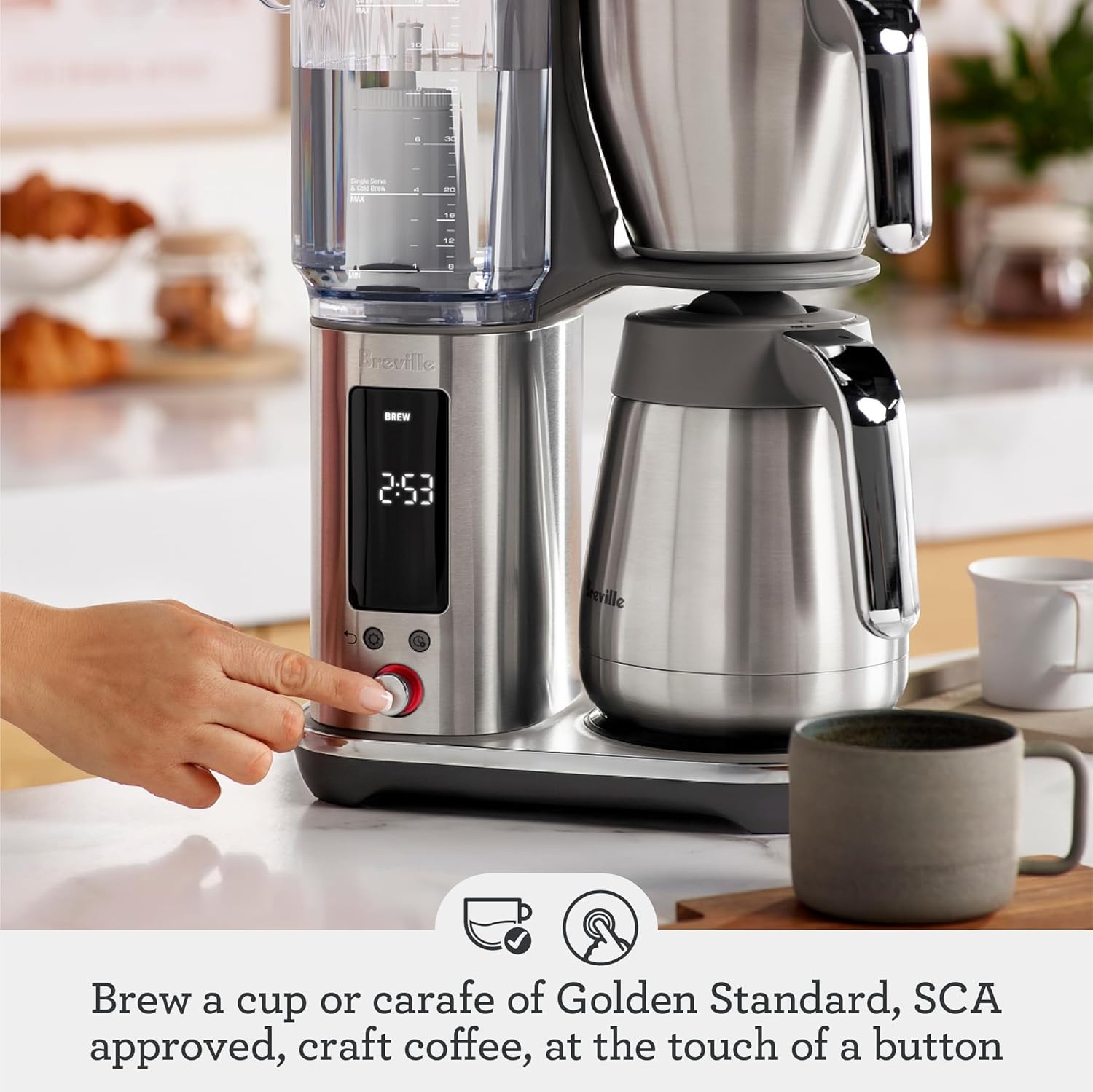 image:imageBreville Luxe Drip Coffee Machine BDC465BSS Brushed Stainless Steel Thermal CarafeDamson Blue