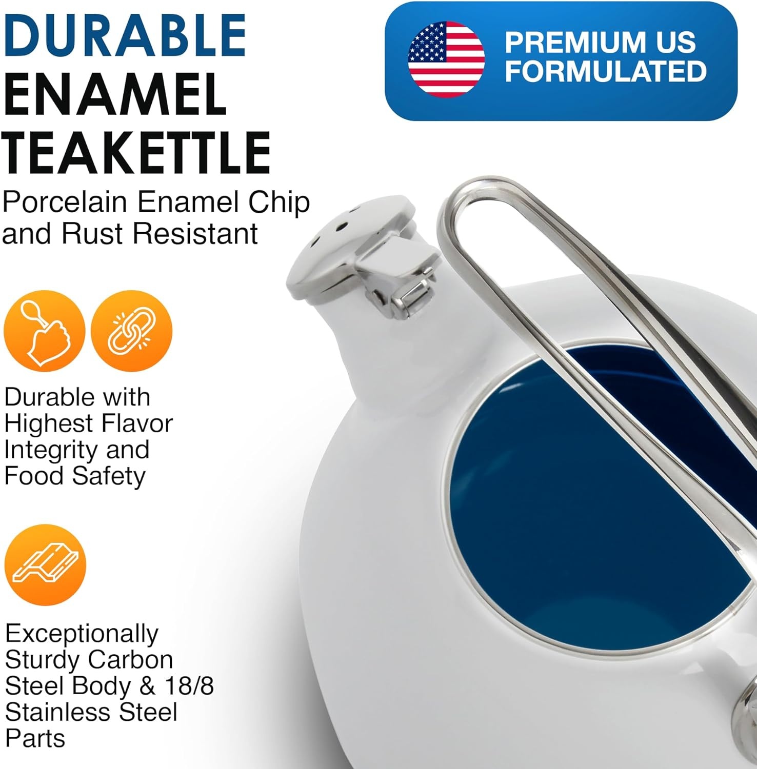 image:imageChantal Classic Teakettle 18 QT Enamel On Steel 2Tone Harmonica Whistle Rapid Boil and Even Heating AlmondAlmond