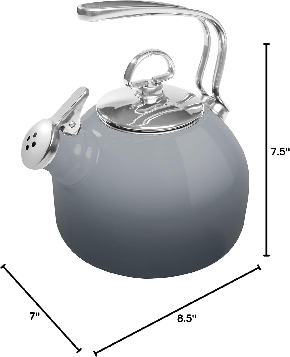 image:imageChantal Classic Teakettle 18 QT Enamel On Steel 2Tone Harmonica Whistle Rapid Boil and Even Heating AlmondFade Grey