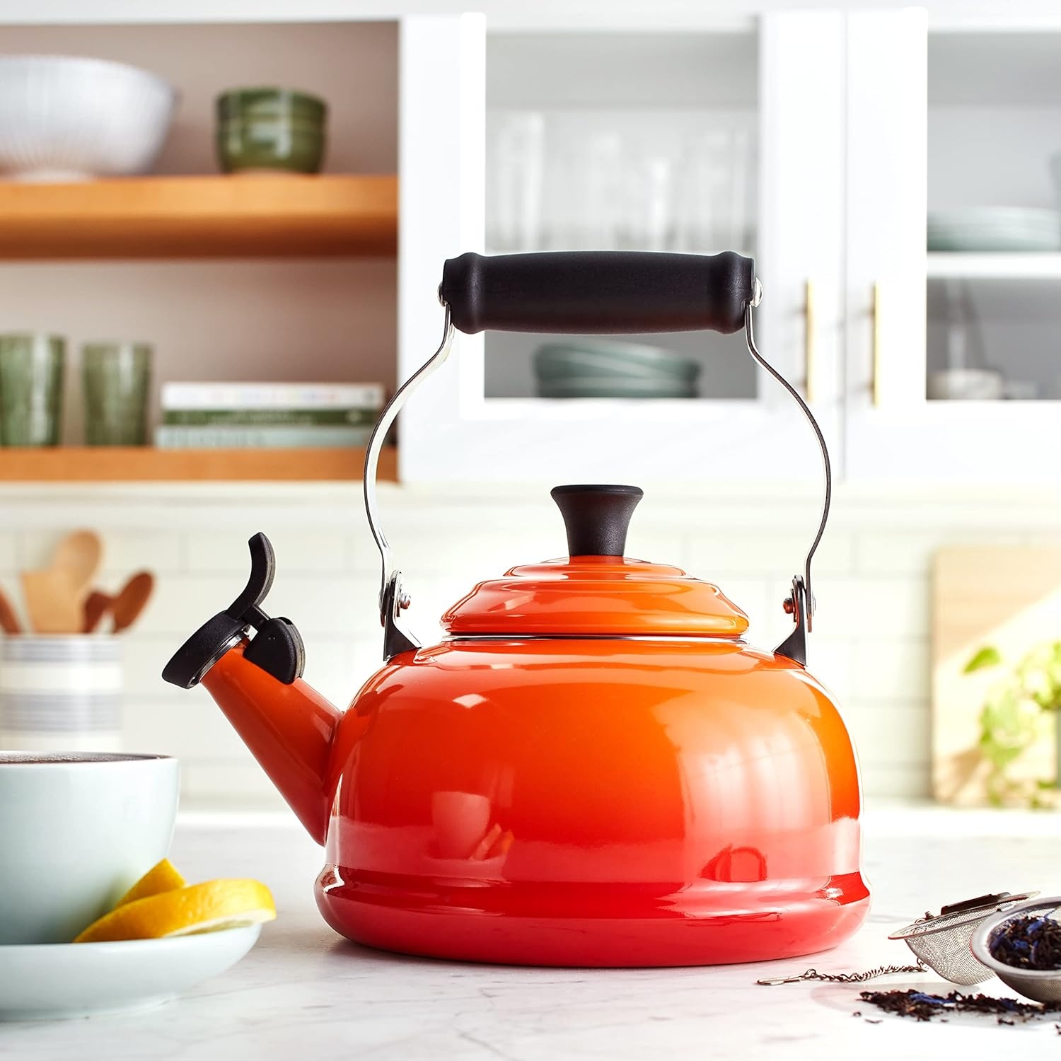 image:imageLe Creuset Enamel On Steel Whistling Tea Kettle 17 qt CeriseFlame
