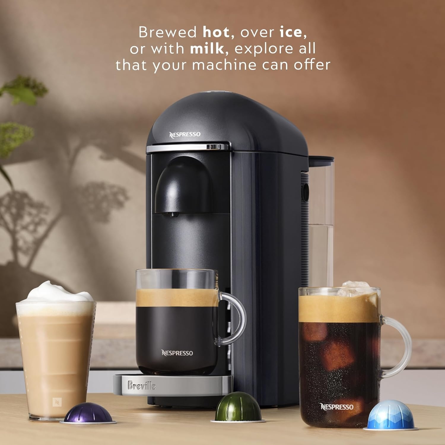 image:imageNespresso Vertuo Plus Deluxe Coffee and Espresso Maker by Breville Piano Black with Aeroccino Milk FrotherBlack