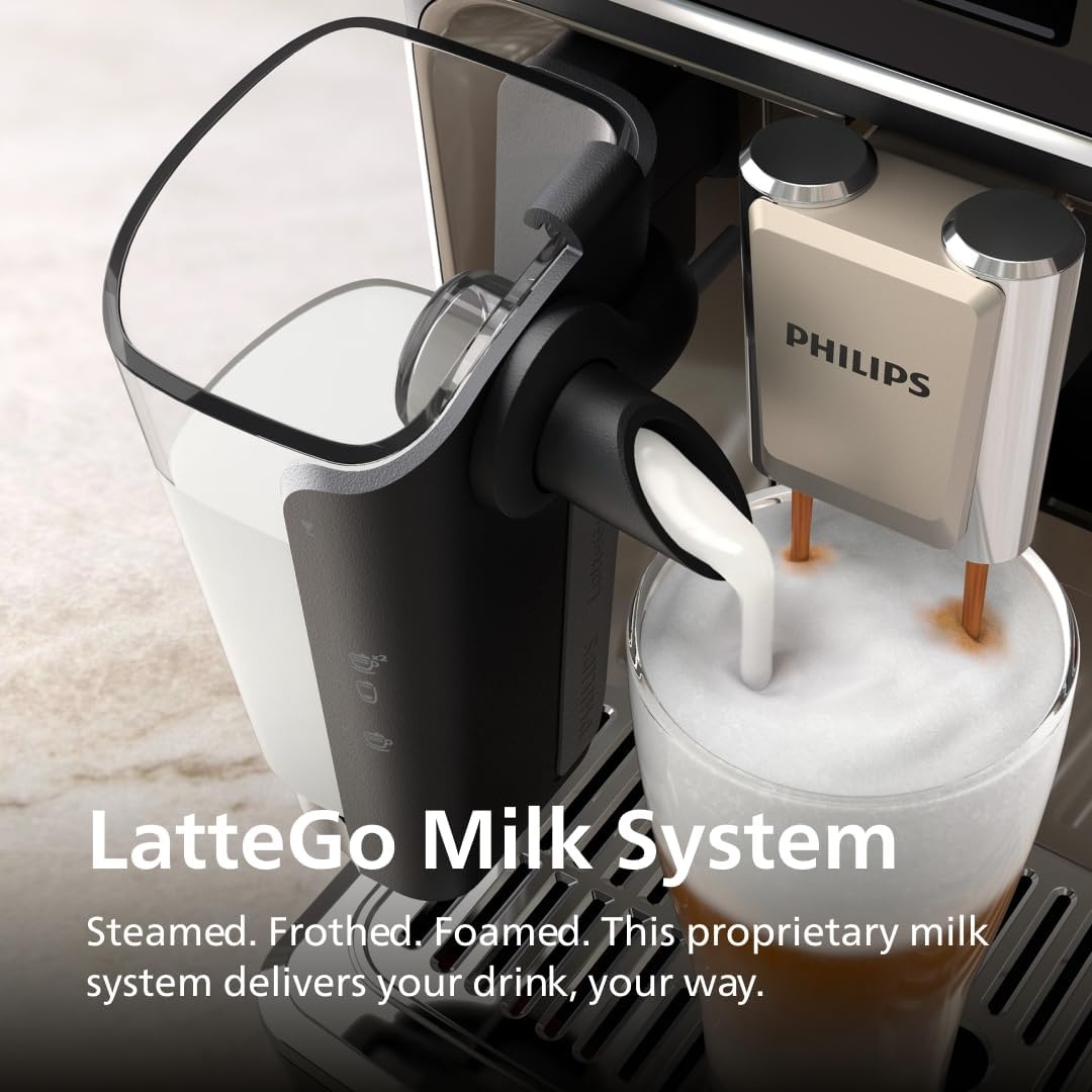 image:imagePhilips 5500 Series Fully Automatic Espresso Machine LatteGo Milk System Integrated Grinder 20 Hot amp Iced Coffee PreSets Quick Start SilentBrew 15Bar Pressure Black Chrome EP554494Black chromed