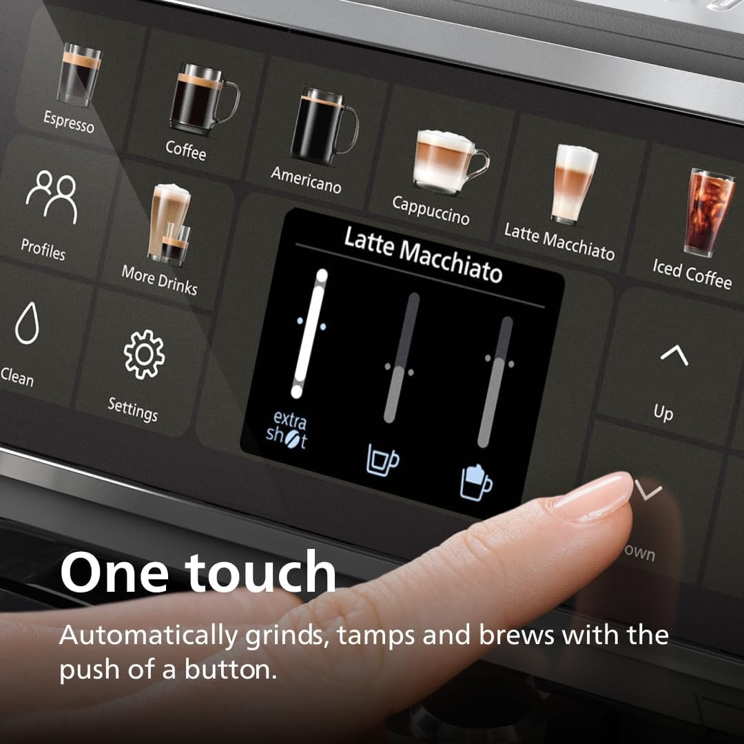 image:imagePhilips 5500 Series Fully Automatic Espresso Machine LatteGo Milk System Integrated Grinder 20 Hot amp Iced Coffee PreSets Quick Start SilentBrew 15Bar Pressure Black Chrome EP554494Black chromed
