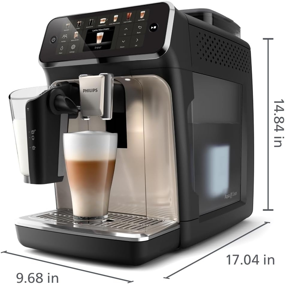 image:imagePhilips 5500 Series Fully Automatic Espresso Machine LatteGo Milk System Integrated Grinder 20 Hot amp Iced Coffee PreSets Quick Start SilentBrew 15Bar Pressure Black Chrome EP554494Black chromed
