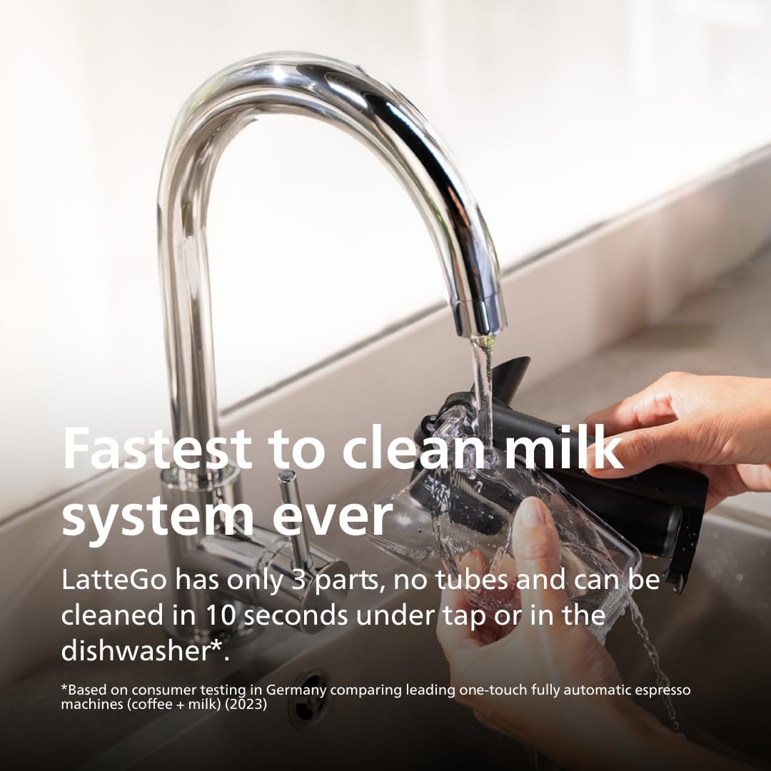 image:imagePhilips 5500 Series Fully Automatic Espresso Machine LatteGo Milk System Integrated Grinder 20 Hot amp Iced Coffee PreSets Quick Start SilentBrew 15Bar Pressure Black Chrome EP554494Black chromed