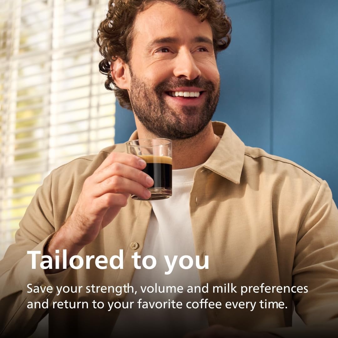 image:imagePhilips 5500 Series Fully Automatic Espresso Machine LatteGo Milk System Integrated Grinder 20 Hot amp Iced Coffee PreSets Quick Start SilentBrew 15Bar Pressure Black Chrome EP554494Black chromed