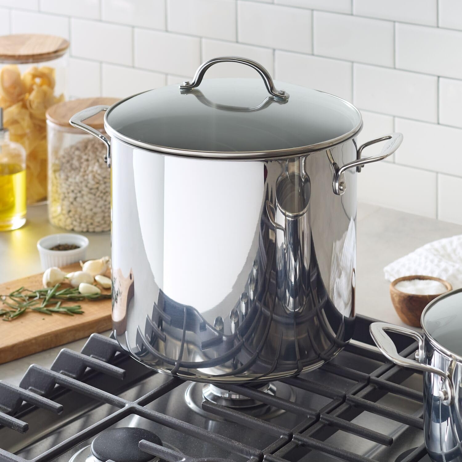 image:imageSur La Table 16Quart Stainless Steel Stockpot Large Capacity Soup amp Stew Pot with High Sides and Wide Base ImpactBonded WarpResistant Base Riveted Handles Oven amp Induction Rolled Rim for