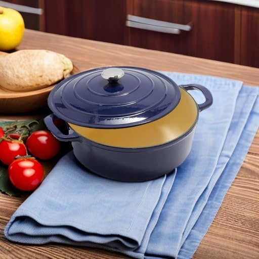 image:imageSur La Table 7Qt Enameled Cast Iron Dutch Oven With Lid for Braising Baking amp Deep Frying Induction Compatible Oven to 500F Seals in Moisture for Flavorful Results AlmondBlue