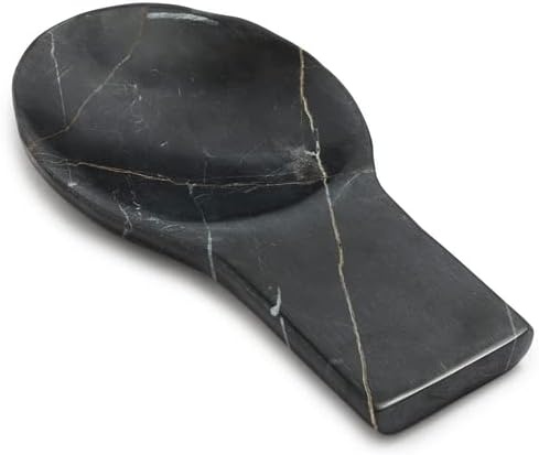 image:imageSur La Table Black Marquina Marble Spoon Rest Handcrafted Kitchen Utensil Holder for Stove or Countertop Elegant and Durable Design