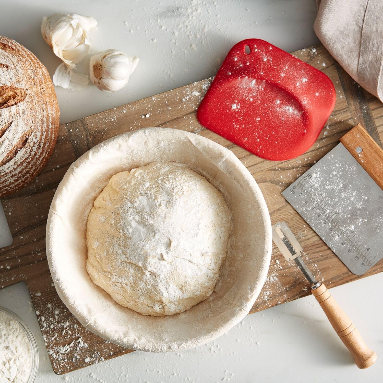 image:imageSur La Table Bread Making Kit Complete Artisan Baking Set with Proofing Basket Lame Bench Scraper and More