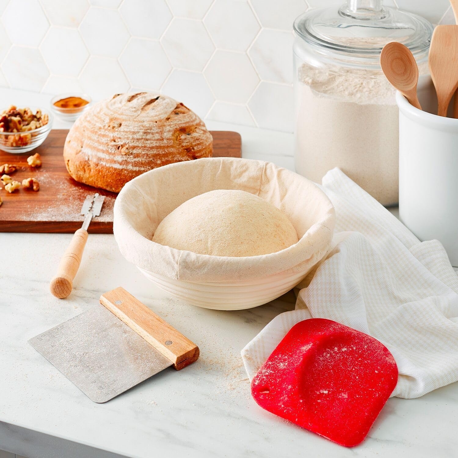 image:imageSur La Table Bread Making Kit Complete Artisan Baking Set with Proofing Basket Lame Bench Scraper and More
