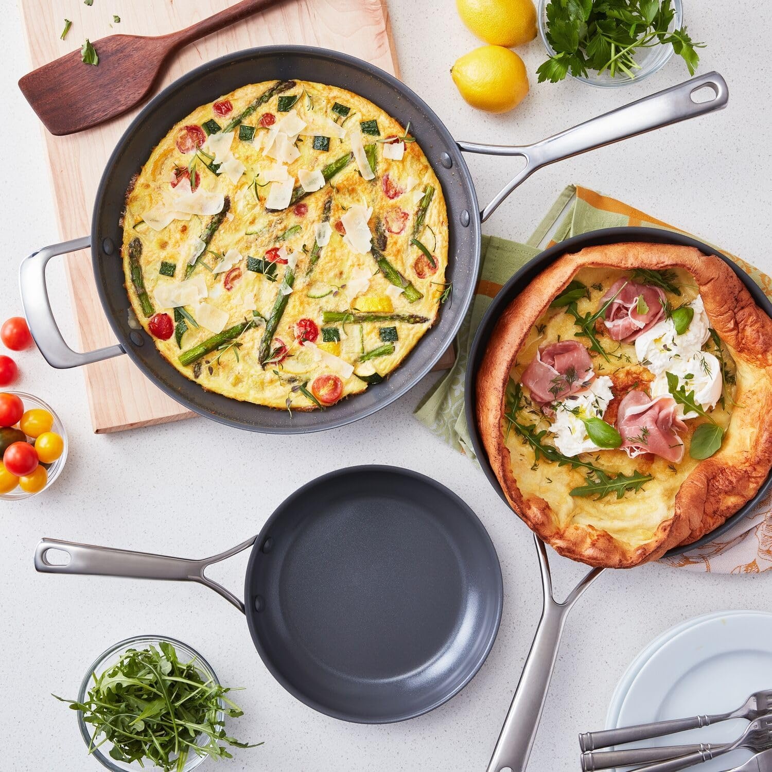 image:imageSur La Table Classic Hard Anodized Ceramic Nonstick Skillet 12 in PFOAFree Ceramic Coating and StayCool Handle for Searing Sauting and Frying 12 in