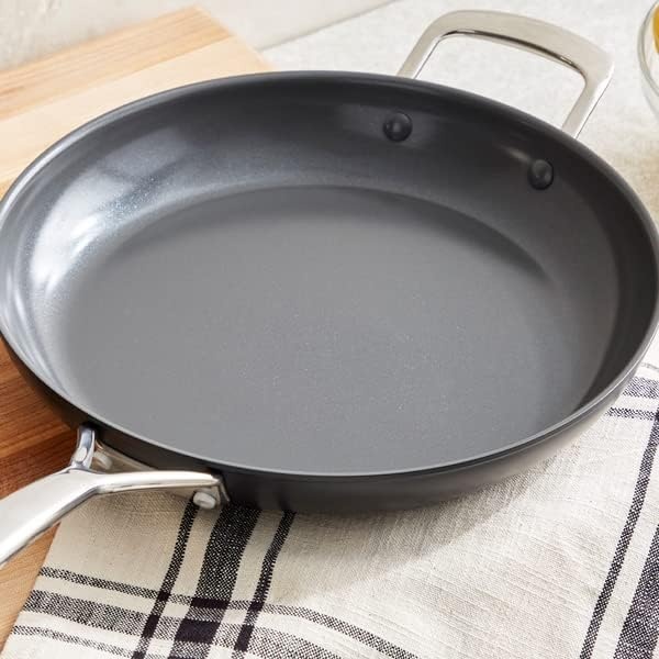 image:imageSur La Table Classic Hard Anodized Ceramic Nonstick Skillet 12 in PFOAFree Ceramic Coating and StayCool Handle for Searing Sauting and Frying 12 in