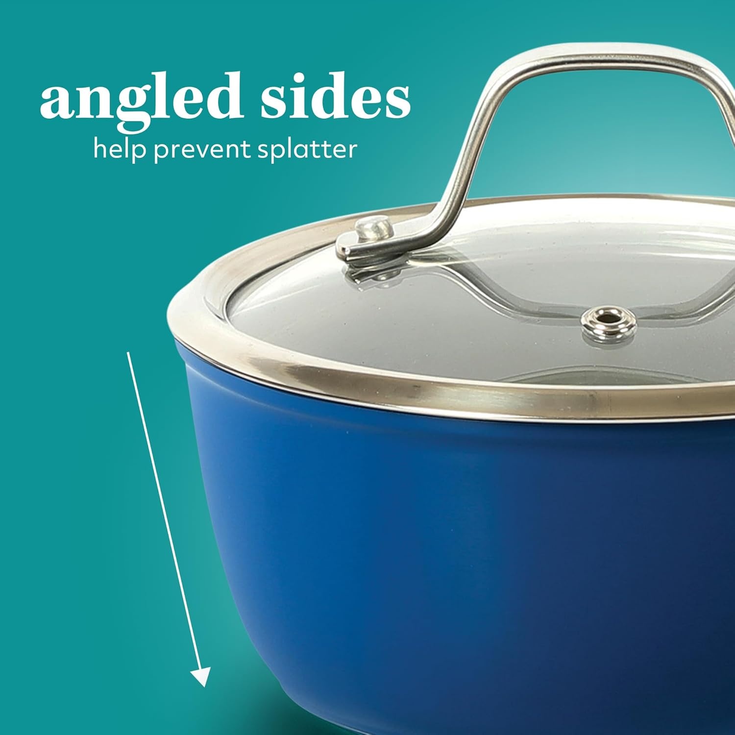 image:imageSur La Table Kitchen Essentials 10 Piece PFA Free NonToxic Titanium Ceramic Nonstick Interior Forged Aluminum Cookware Pots and Pans Set Green Induction CompatibleBlue