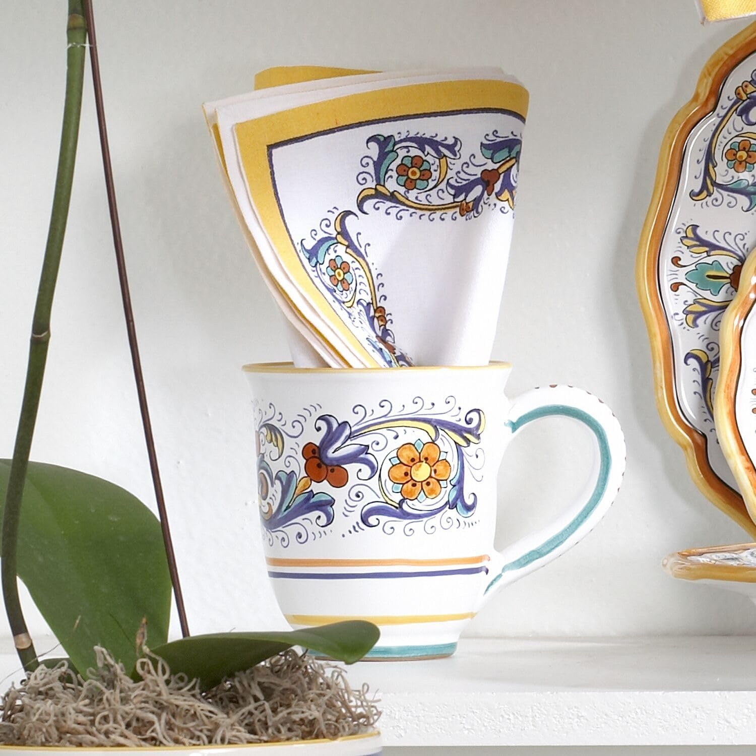 image:imageSur La Table Nova Deruta HandPainted Ceramic Mug 16 oz Colorful Italian Coffee amp Tea Cup RenaissanceInspired Design Made in Italy