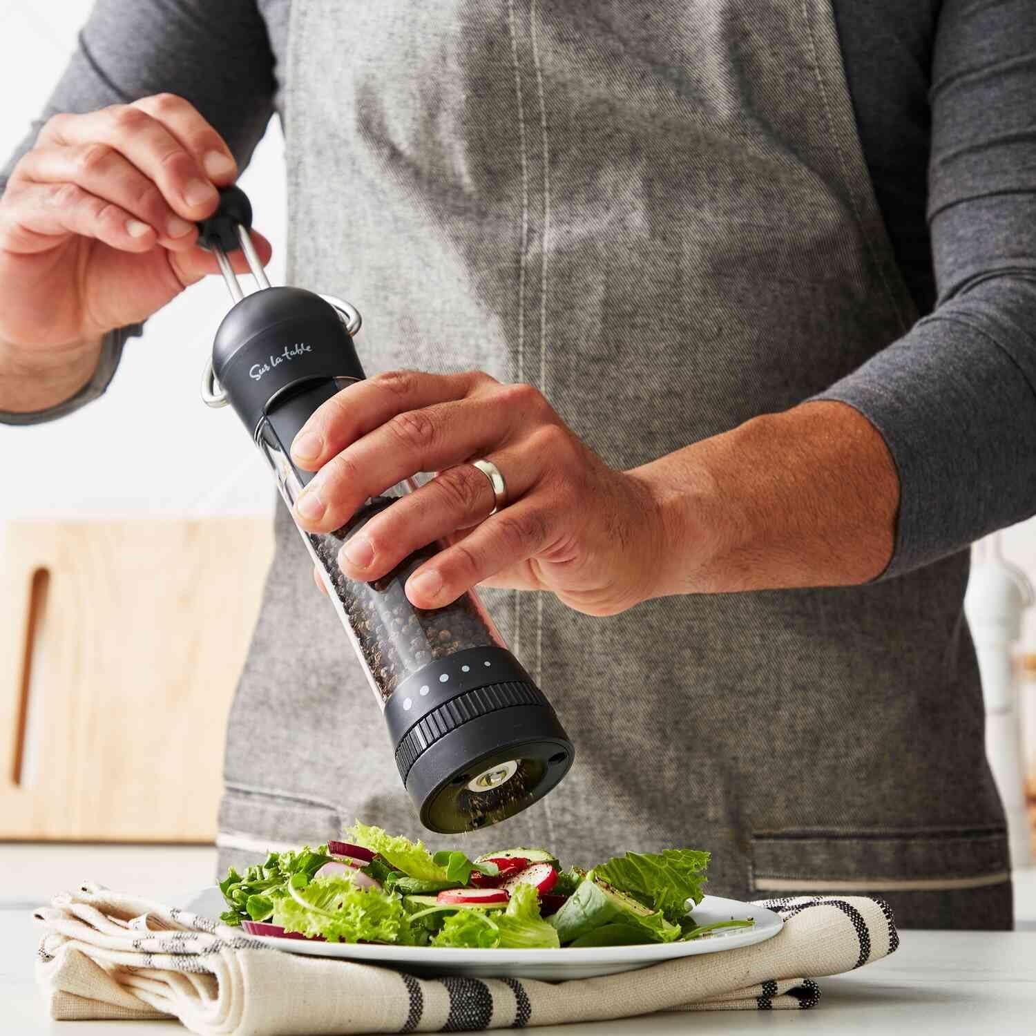 image:imageSur La Table Spice XL Ratchet Mill Grinder with 5 Adjustable Coarse settings 34 cup Capacity WhiteBlack