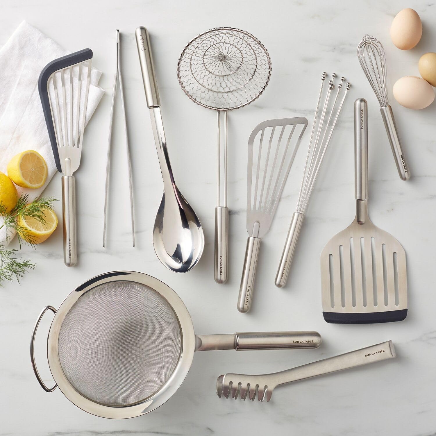 image:imageSur La Table Stainless Steel Pasta Tongs 10 Serving Utensil with Interlocking Teeth for Spaghetti Linguine amp More Durable amp Easy to Use for Precise Noodle Gripping