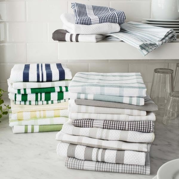 image:imageSur La Table Striped Kitchen Towels Set of 3 Light BlueBlueberry