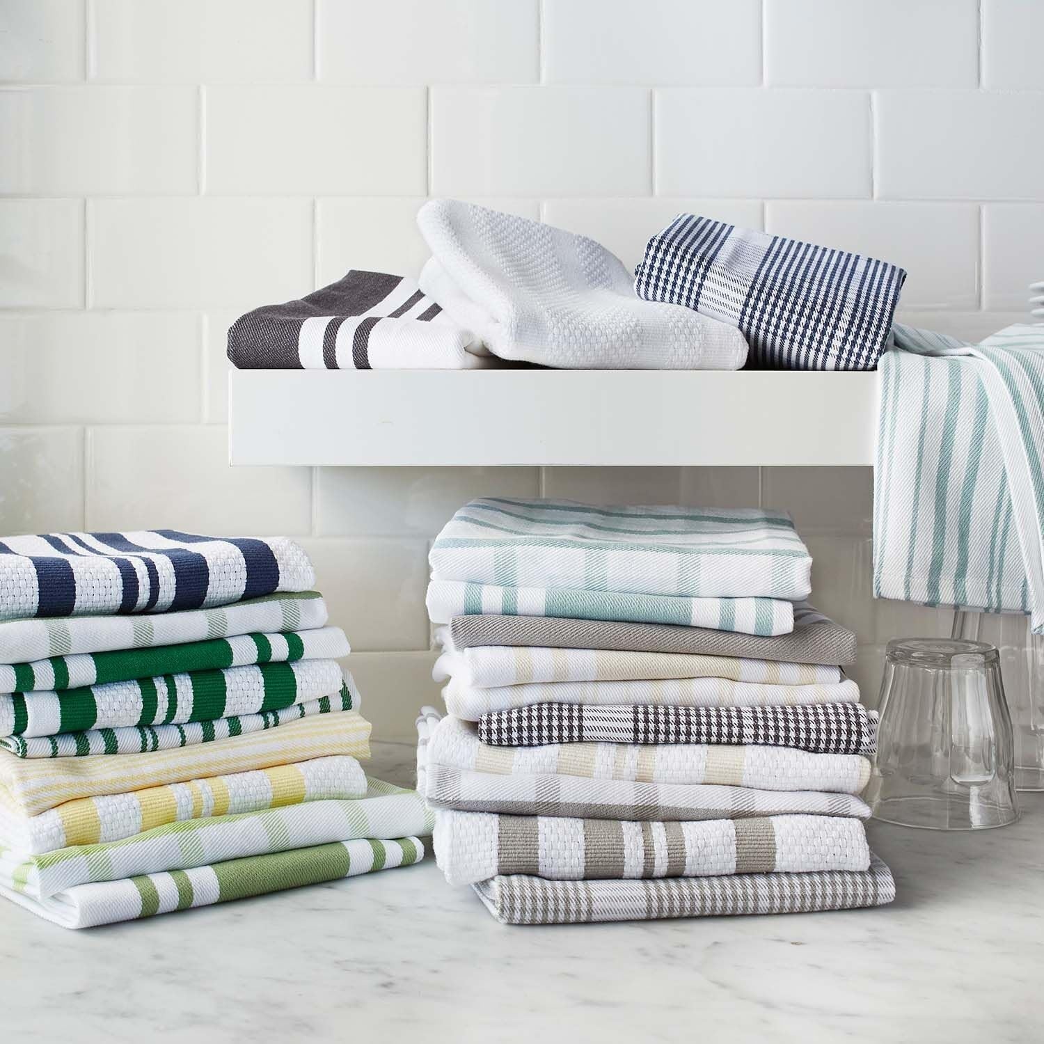 image:imageSur La Table Striped Kitchen Towels Set of 3 Light BlueBlueberry