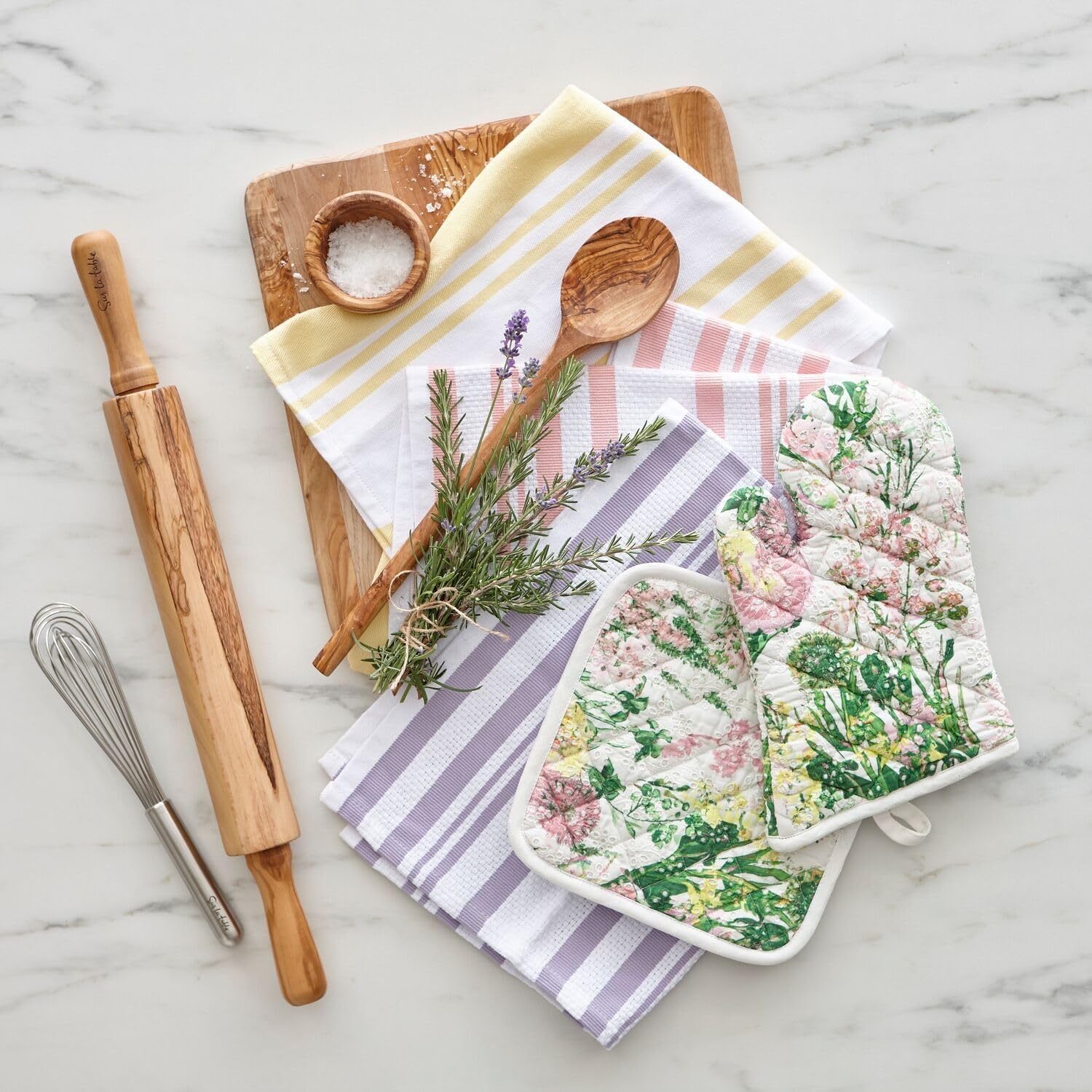 image:imageSur La Table Striped Kitchen Towels Set of 3 Light BlueLavender