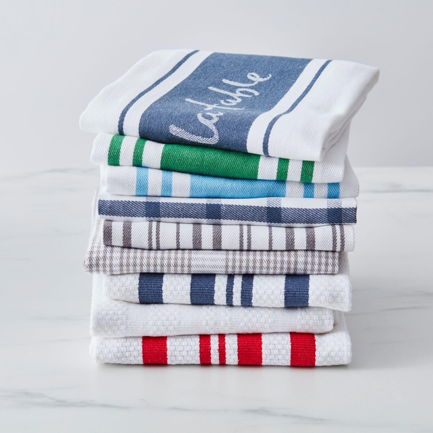 image:imageSur La Table Striped Kitchen Towels Set of 3 Light BlueLight Blue