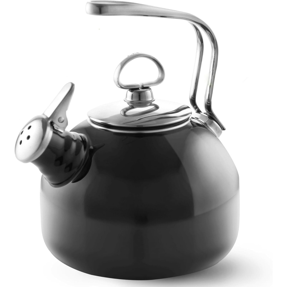 image:imageChantal Classic Teakettle 18 QT Enamel On Steel 2Tone Harmonica Whistle Rapid Boil and Even Heating AlmondBlack