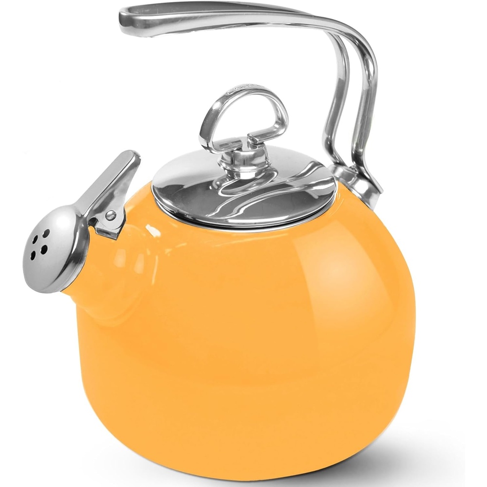 image:imageChantal Classic Teakettle 18 QT Enamel On Steel 2Tone Harmonica Whistle Rapid Boil and Even Heating AlmondMarigold