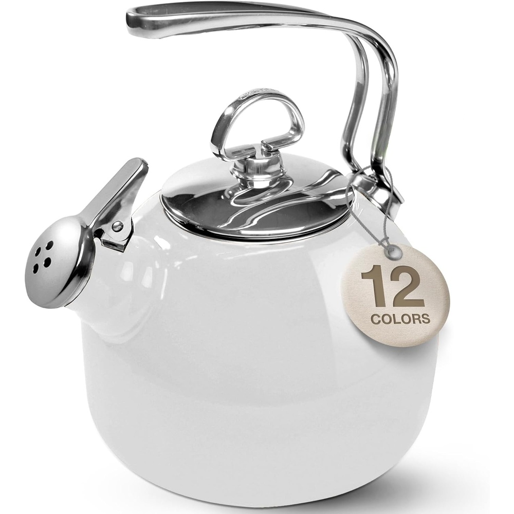 image:imageChantal Classic Teakettle 18 QT Enamel On Steel 2Tone Harmonica Whistle Rapid Boil and Even Heating AlmondWhite