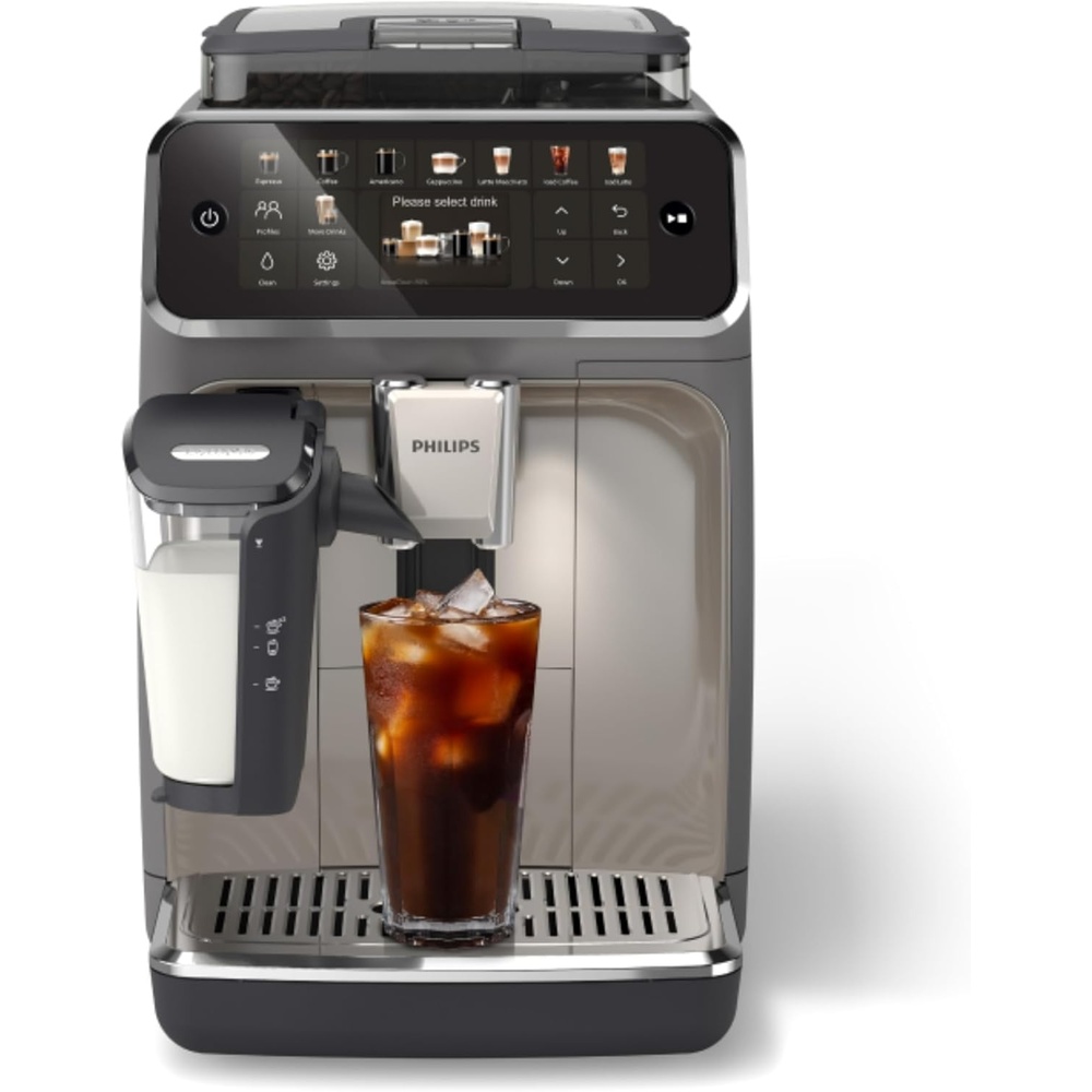 image:imagePhilips 5500 Series Fully Automatic Espresso Machine LatteGo Milk System Integrated Grinder 20 Hot amp Iced Coffee PreSets Quick Start SilentBrew 15Bar Pressure Black Chrome EP554494Black chromed