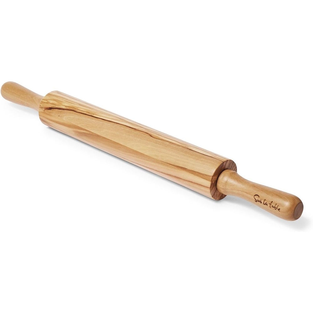 image:imageSur La Table Olivewood Rolling Pin with Handles 20 in Handcrafted Italian Natural Olivewood Roller with Ergonomic Turned Handles 20 in