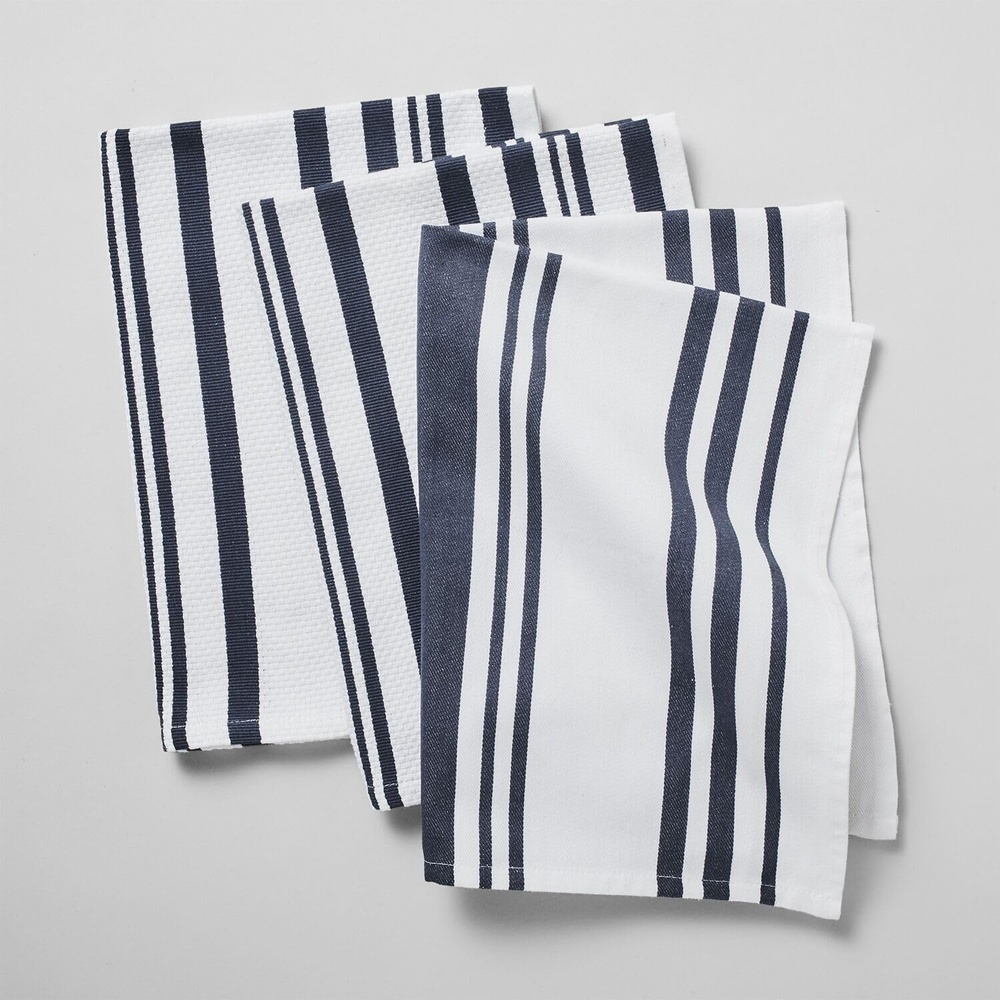 image:imageSur La Table Striped Kitchen Towels Set of 3 Light BlueBlueberry