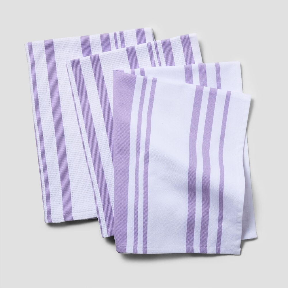 image:imageSur La Table Striped Kitchen Towels Set of 3 Light BlueLavender
