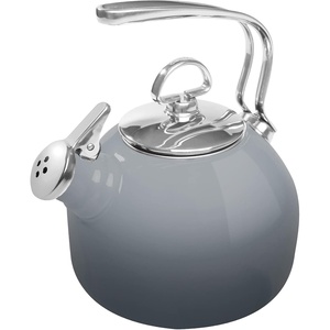 image:imageChantal Classic Teakettle 18 QT Enamel On Steel 2Tone Harmonica Whistle Rapid Boil and Even Heating AlmondFade Grey