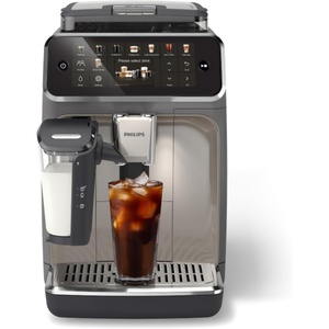 image:imagePhilips 5500 Series Fully Automatic Espresso Machine LatteGo Milk System Integrated Grinder 20 Hot amp Iced Coffee PreSets Quick Start SilentBrew 15Bar Pressure Black Chrome EP554494Black  chromed