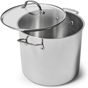 image:imageSur La Table 16Quart Stainless Steel Stockpot  Large Capacity Soup amp Stew Pot with High Sides and Wide Base ImpactBonded WarpResistant Base Riveted Handles Oven amp Induction Rolled Rim for