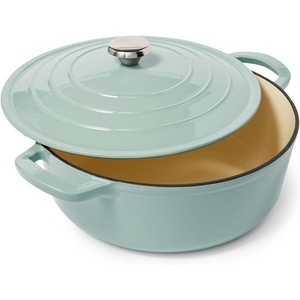 image:imageSur La Table 7Qt Enameled Cast Iron Dutch Oven  With Lid for Braising Baking amp Deep Frying Induction Compatible Oven to 500F Seals in Moisture for Flavorful Results AlmondLight Teal