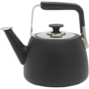 image:imageSur La Table Kitchen Essentials 2 Qt Heavy Gauge Brushed Stainless Steel Whistling Tea Kettle  Durable Stovetop KettleMatte Black
