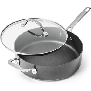 image:imageSur La Table Signature Hard Anodized Nonstick Saut Pan 4 Qt HardAnodized Nonstick with Straight Sides and Lid for FamilySize Sauting and Braising 4 Qt