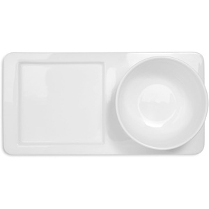 image:imageSur La Table Soup and Sandwich Serving Set Plate Combo 21 oz Soup Bowl and Plate White  Microwave and Dishwasher