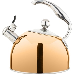 image:imageViking 3Ply Stainless Steel Tea Kettle 26 Quart Stovetop Hot Water Pot with Tempered Glass Lid Ergonomic Handle Induction Ready Slate and BlueRose Gold