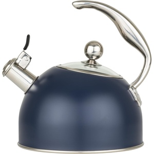 image:imageViking 3Ply Stainless Steel Tea Kettle 26 Quart Stovetop Hot Water Pot with Tempered Glass Lid Ergonomic Handle Induction Ready Slate and BlueSlate Blue