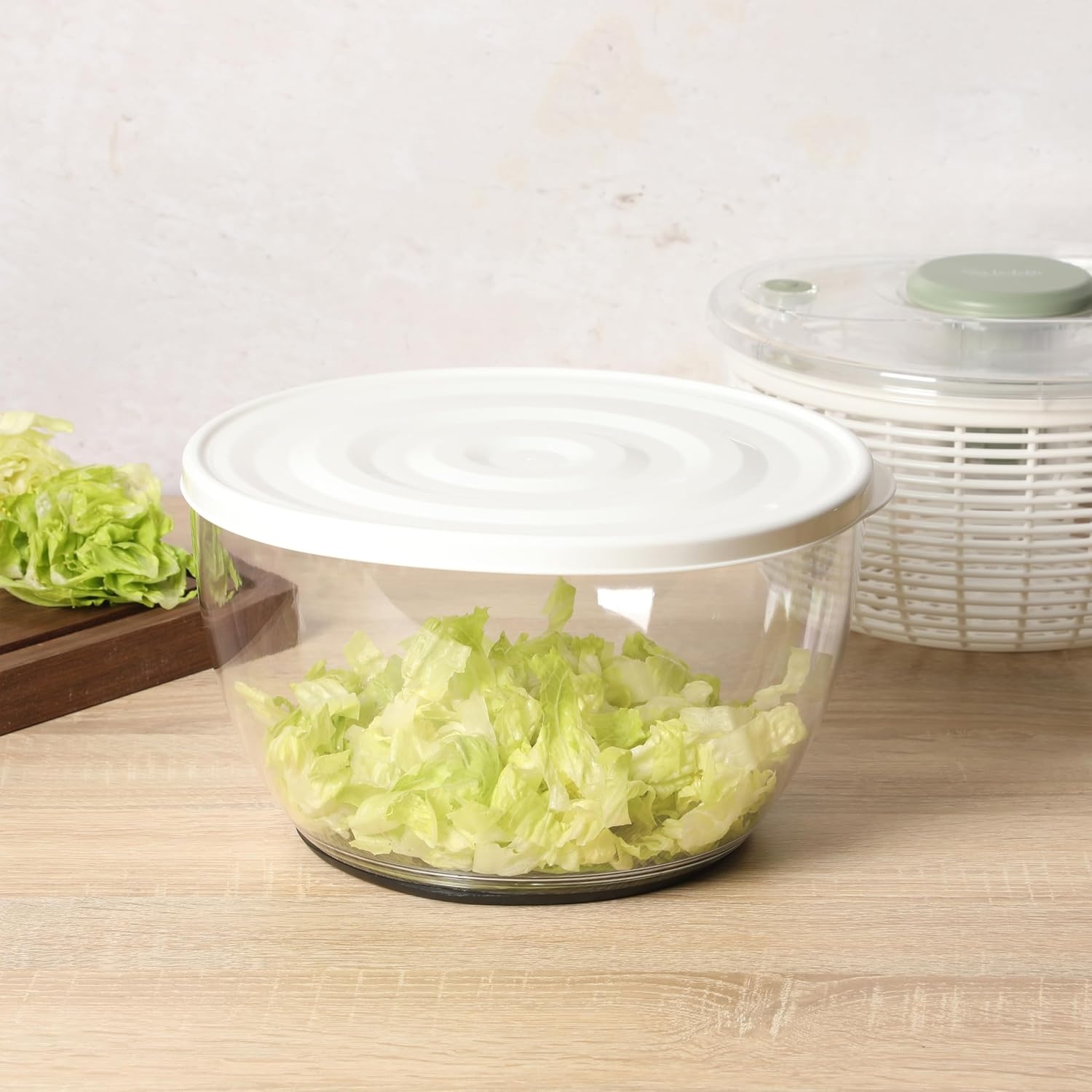 image:imageSur La Table Kitchen Essential 63 Qt Salad Spinner Fruit Wahser Fruit Washing Bowl with Strainer Vegertable Cleaner Salad Cleaner Lettuce Washer RedJuniper Green