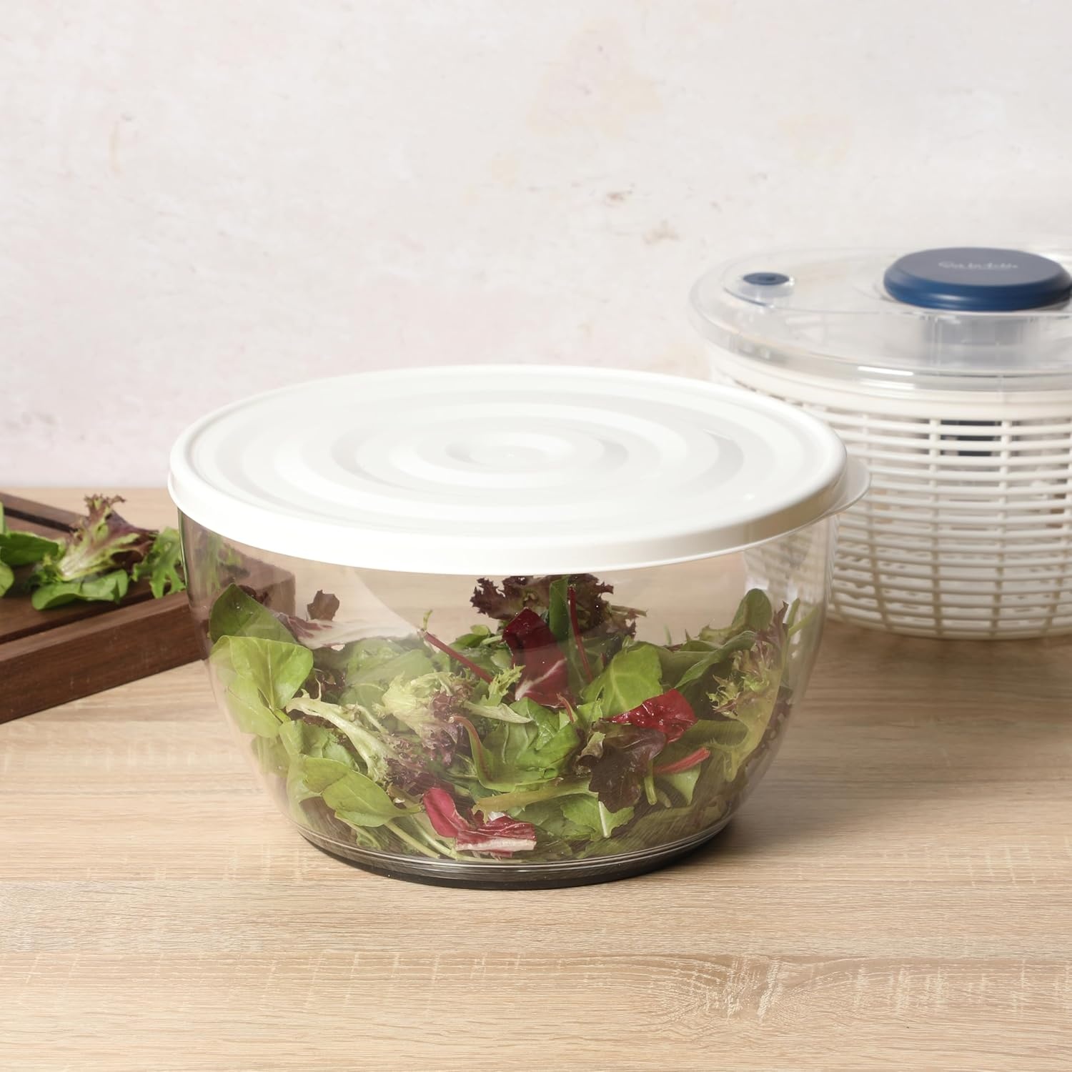 image:imageSur La Table Kitchen Essential 63 Qt Salad Spinner Fruit Wahser Fruit Washing Bowl with Strainer Vegertable Cleaner Salad Cleaner Lettuce Washer RedNavy Blue