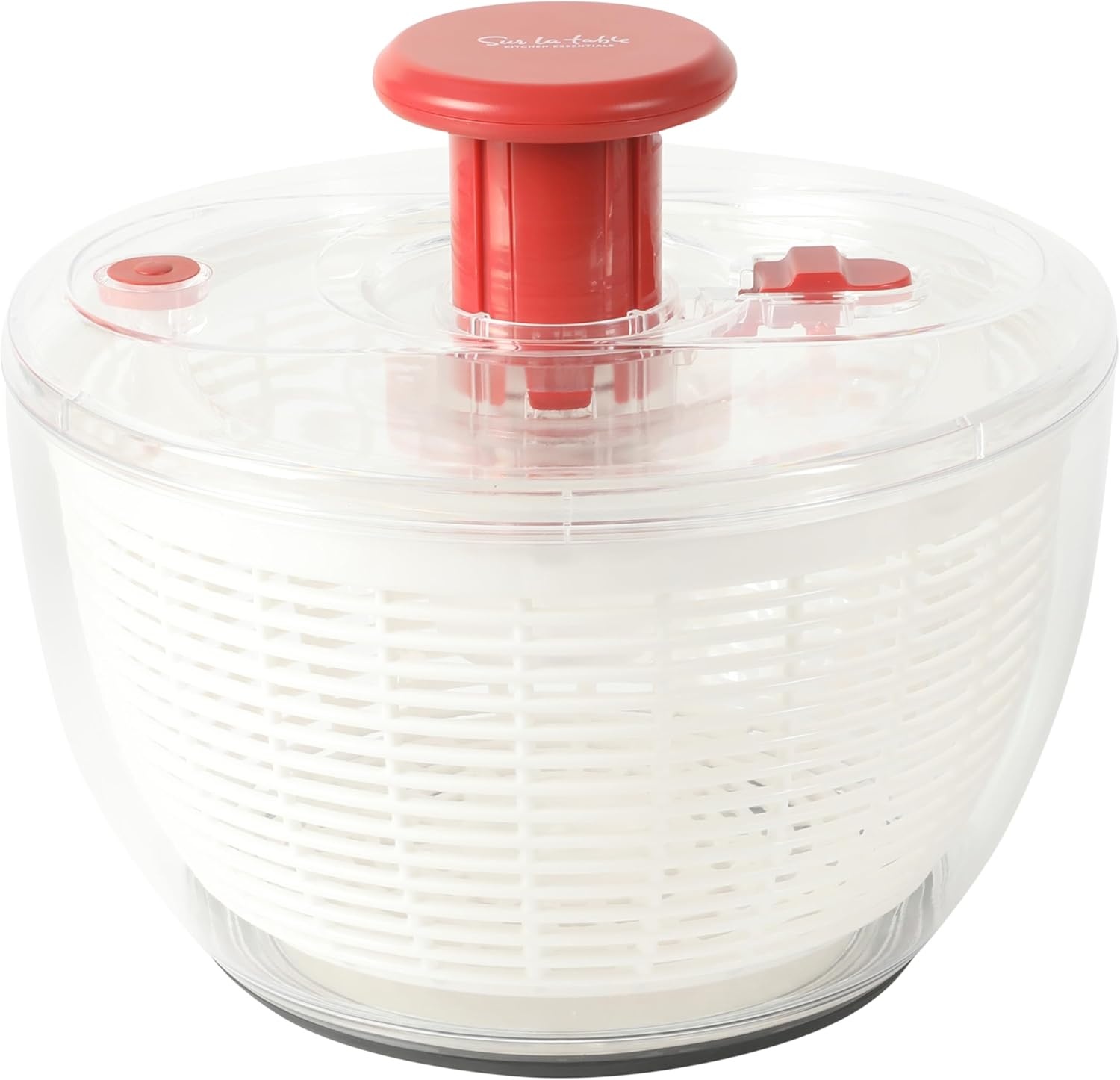 image:imageSur La Table Kitchen Essential 63 Qt Salad Spinner Fruit Wahser Fruit Washing Bowl with Strainer Vegertable Cleaner Salad Cleaner Lettuce Washer RedRed
