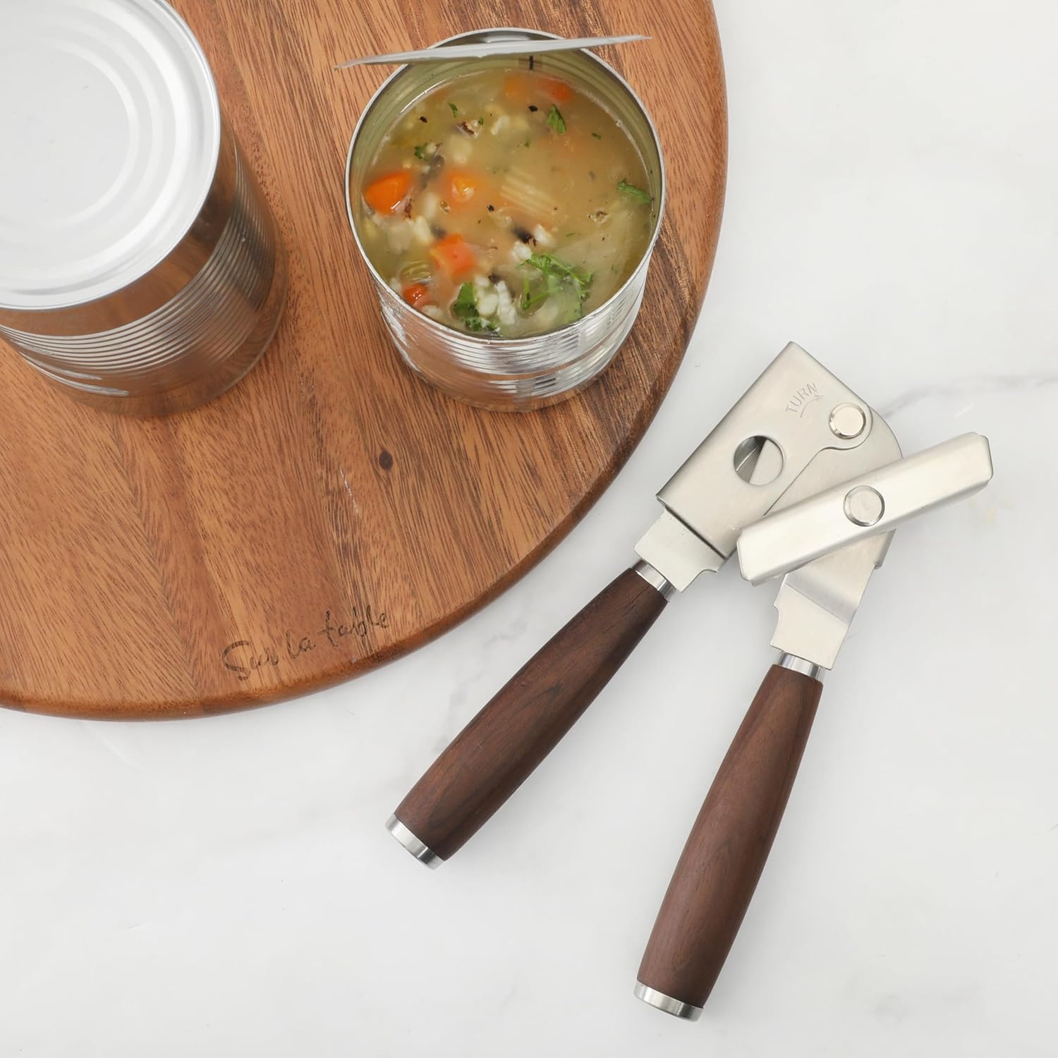 image:imageSur La Table Kitchen Essential Stainless Steel WWalnut Handle 55 Inch Mesh Strainer and SifterWalnut Co StainlessWalnut